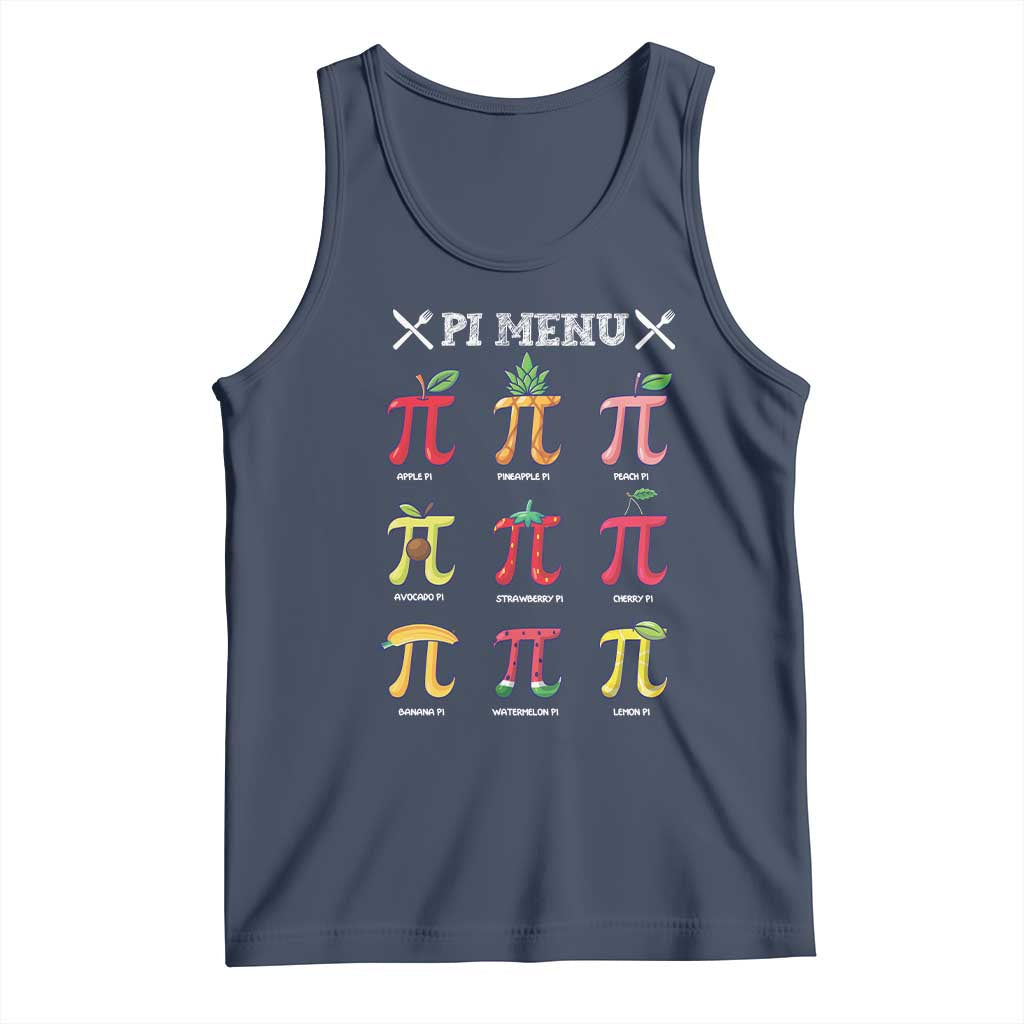 Funny Pi Day Tank Top Pi Menu Fruits Pie Math Lover TS09 Navy Print Your Wear