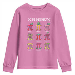 Funny Pi Day Youth Sweatshirt Pi Menu Fruits Pie Math Lover TS09 Azalea Print Your Wear
