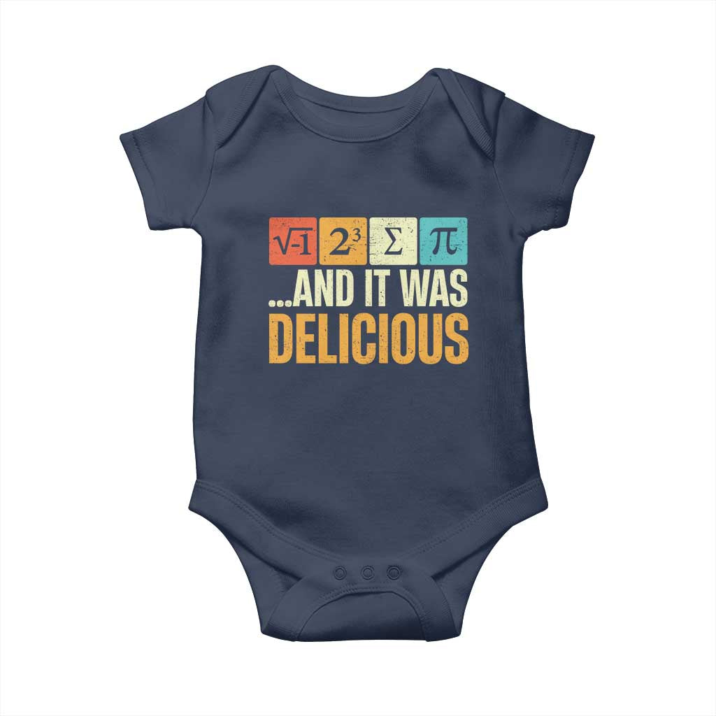 Funny Pi Day Baby Onesie I Ate Some Pie and It Was Delicious TS09 Navy Print Your Wear