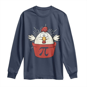 Funny Pi Day Long Sleeve Shirt Chicken Pot Pi Math Lover TS09 Navy Print Your Wear