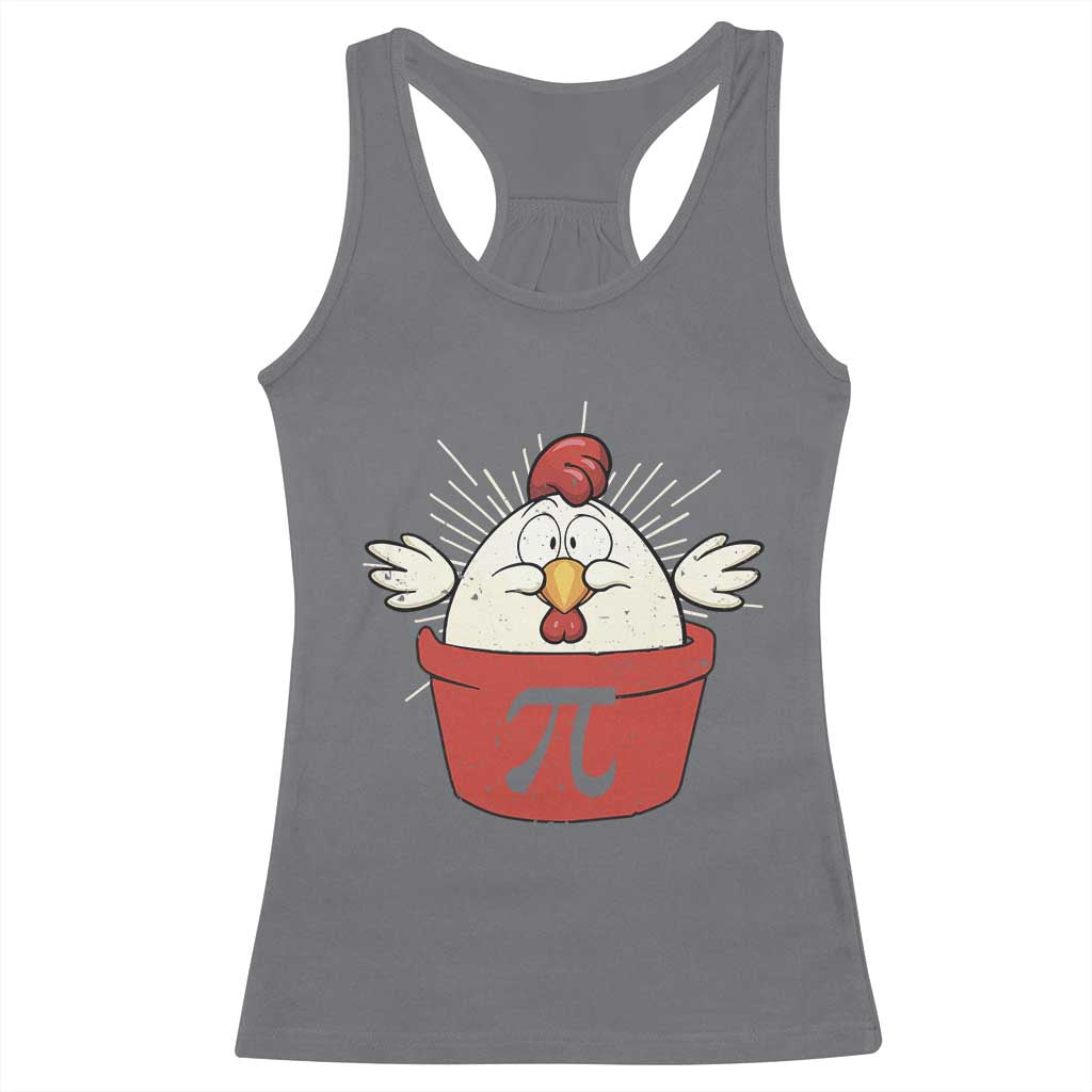 Funny Pi Day Racerback Tank Top Chicken Pot Pi Math Lover TS09 Charcoal Print Your Wear