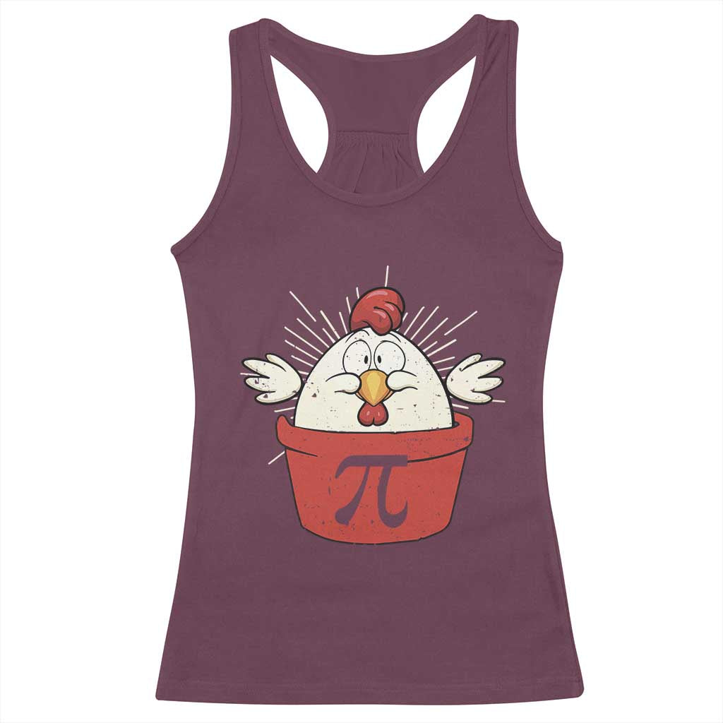Funny Pi Day Racerback Tank Top Chicken Pot Pi Math Lover TS09 Maroon Print Your Wear