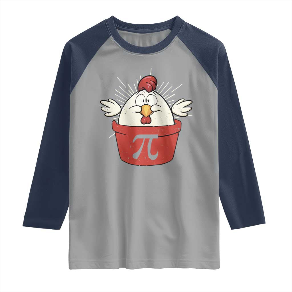 Funny Pi Day Raglan Shirt Chicken Pot Pi Math Lover TS09 Sport Gray Navy Print Your Wear