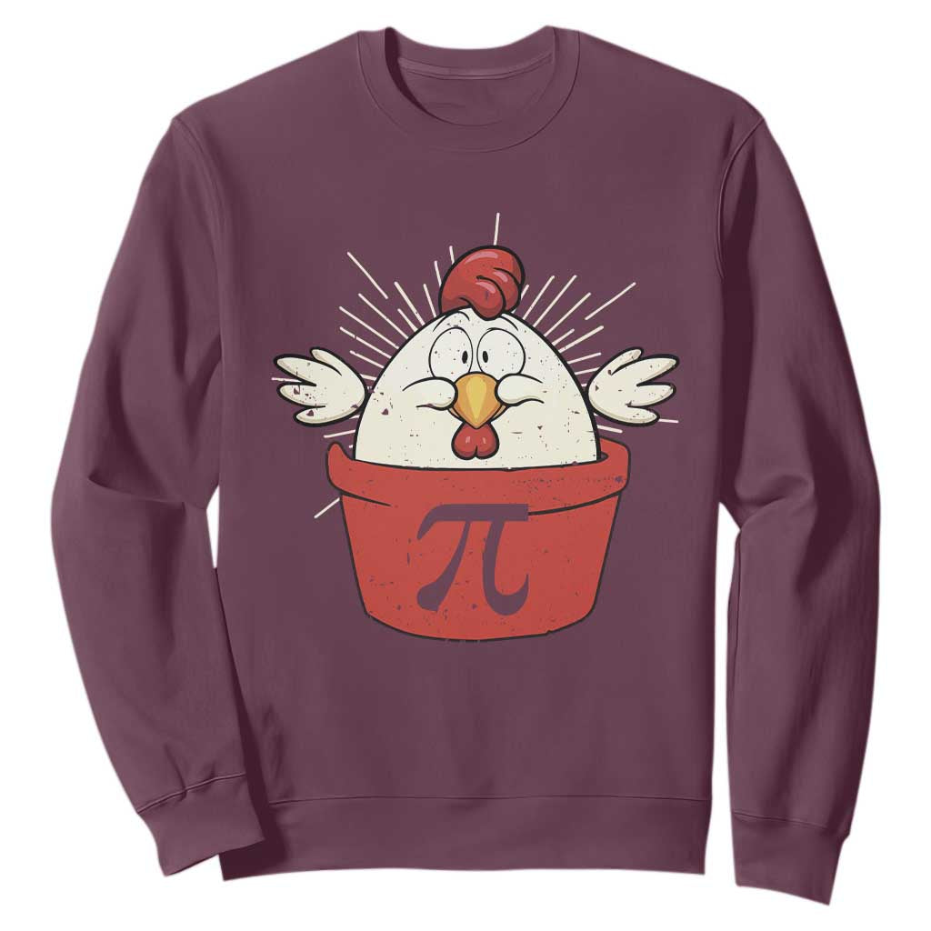 Funny Pi Day Sweatshirt Chicken Pot Pi Math Lover TS09 Maroon Print Your Wear