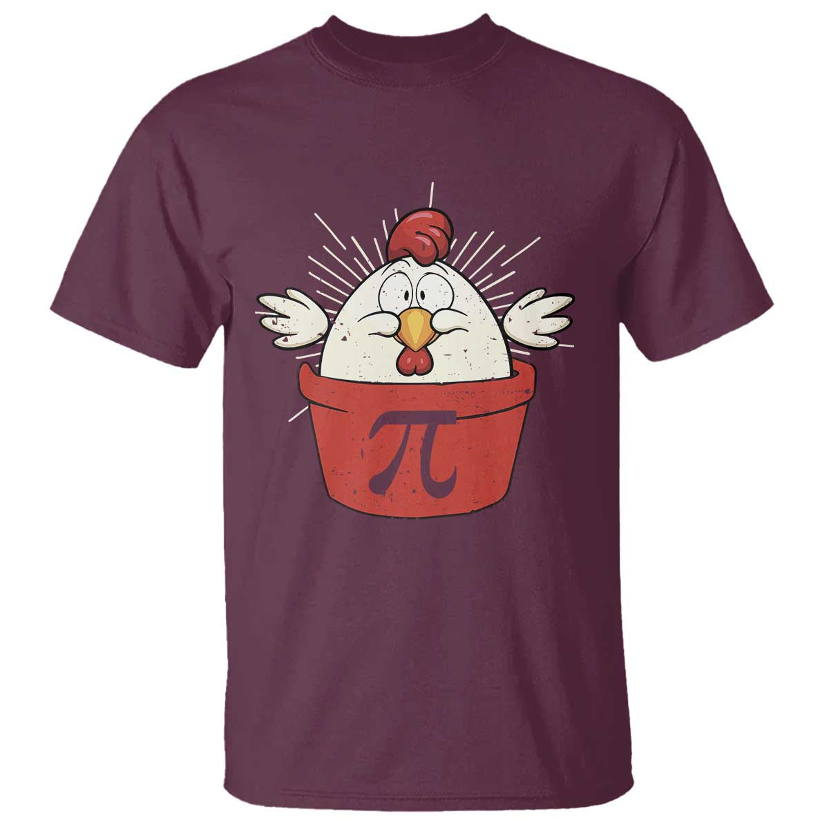 Funny Pi Day T Shirt Chicken Pot Pi Math Lover TS09 Maroon Print Your Wear