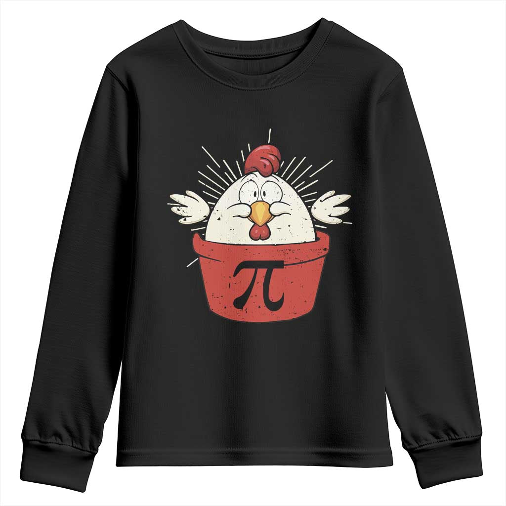 Funny Pi Day Youth Sweatshirt Chicken Pot Pi Math Lover TS09 Black Print Your Wear