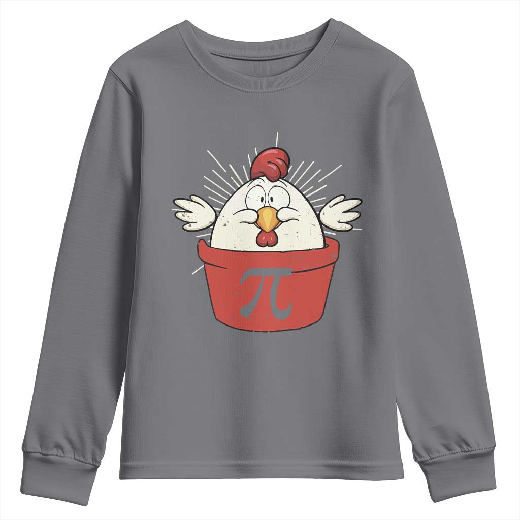 Funny Pi Day Youth Sweatshirt Chicken Pot Pi Math Lover TS09 Charcoal Print Your Wear