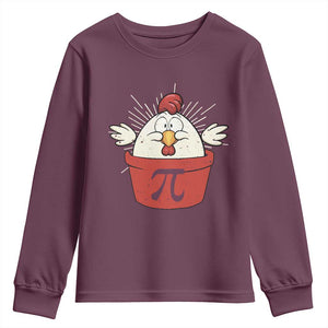 Funny Pi Day Youth Sweatshirt Chicken Pot Pi Math Lover TS09 Maroon Print Your Wear
