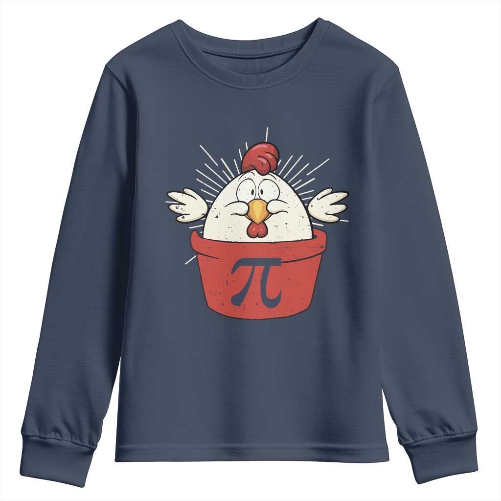 Funny Pi Day Youth Sweatshirt Chicken Pot Pi Math Lover TS09 Navy Print Your Wear
