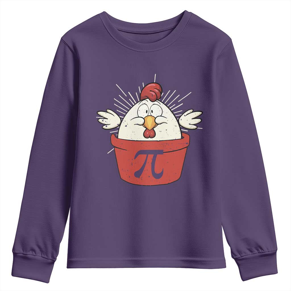 Funny Pi Day Youth Sweatshirt Chicken Pot Pi Math Lover TS09 Purple Print Your Wear