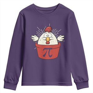 Funny Pi Day Youth Sweatshirt Chicken Pot Pi Math Lover TS09 Purple Print Your Wear