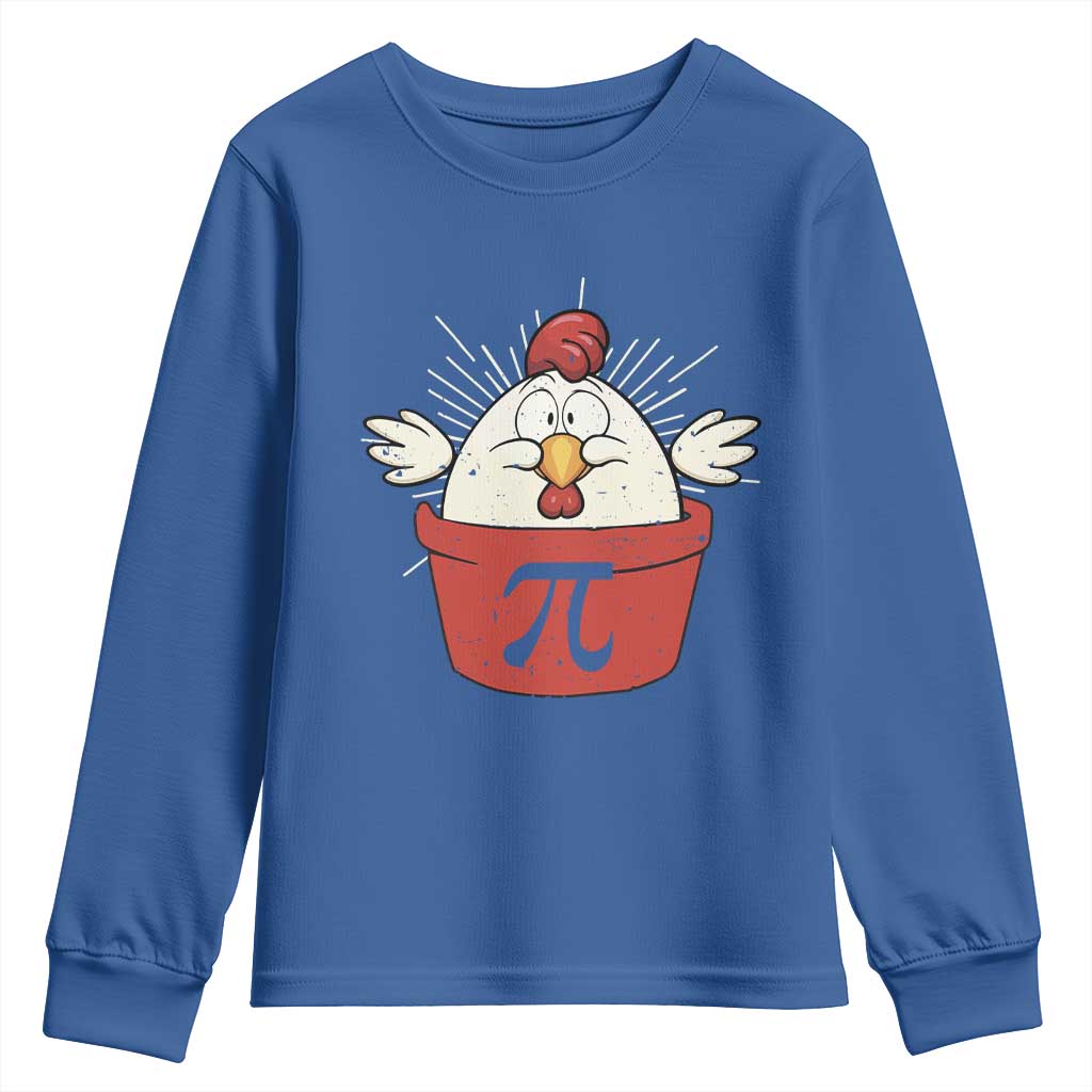 Funny Pi Day Youth Sweatshirt Chicken Pot Pi Math Lover TS09 Royal Blue Print Your Wear