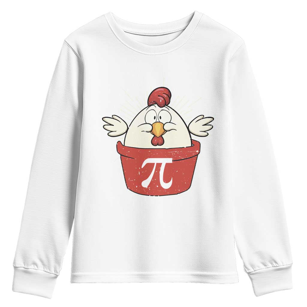 Funny Pi Day Youth Sweatshirt Chicken Pot Pi Math Lover TS09 White Print Your Wear
