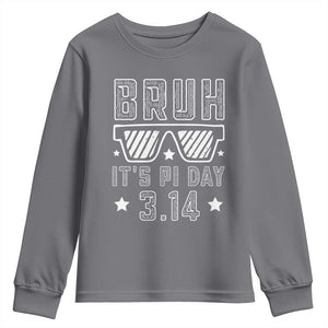 Funny Pi Day Youth Sweatshirt Bruh It's Pi Day Math Lover TS09 Charcoal Print Your Wear