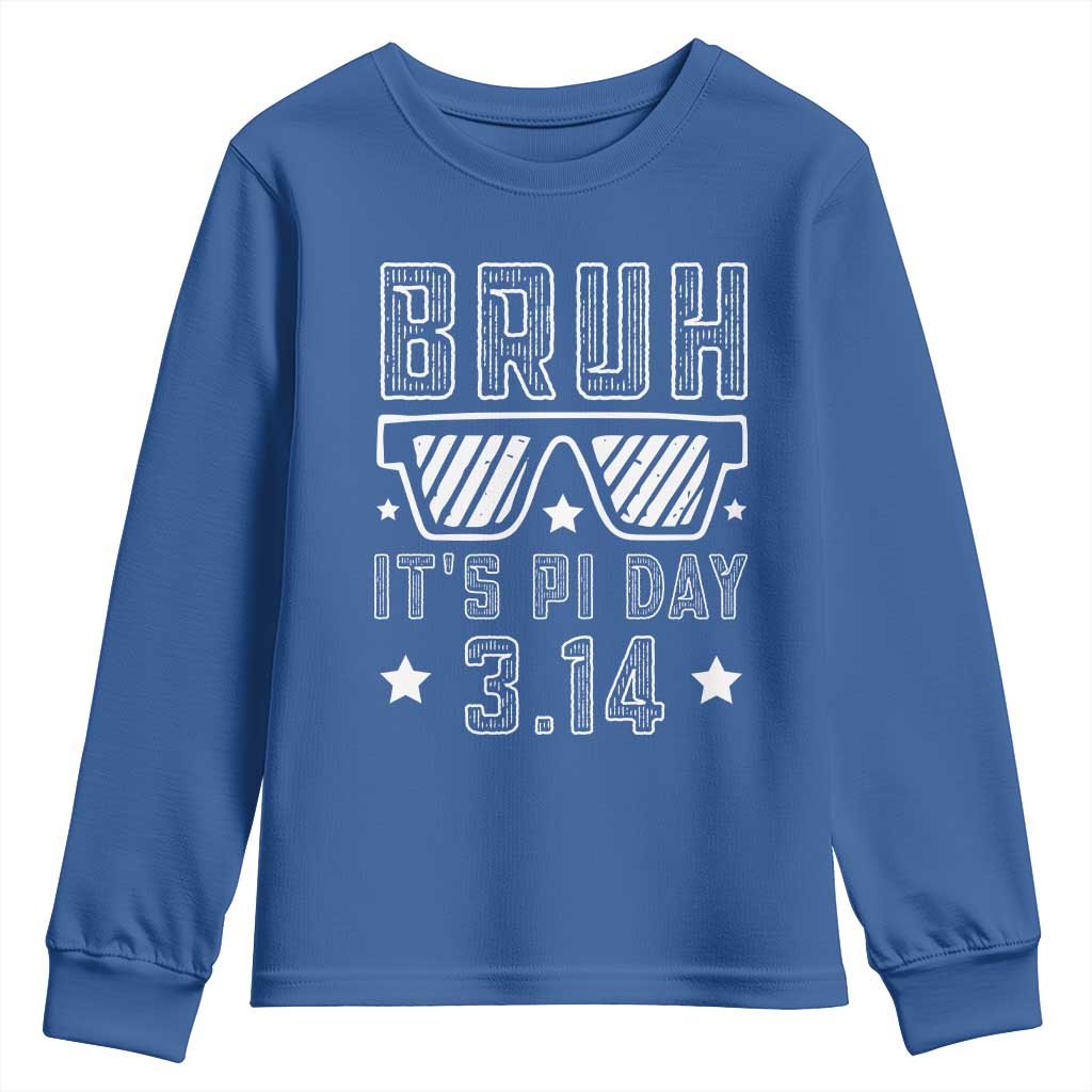 Funny Pi Day Youth Sweatshirt Bruh It's Pi Day Math Lover TS09 Royal Blue Print Your Wear
