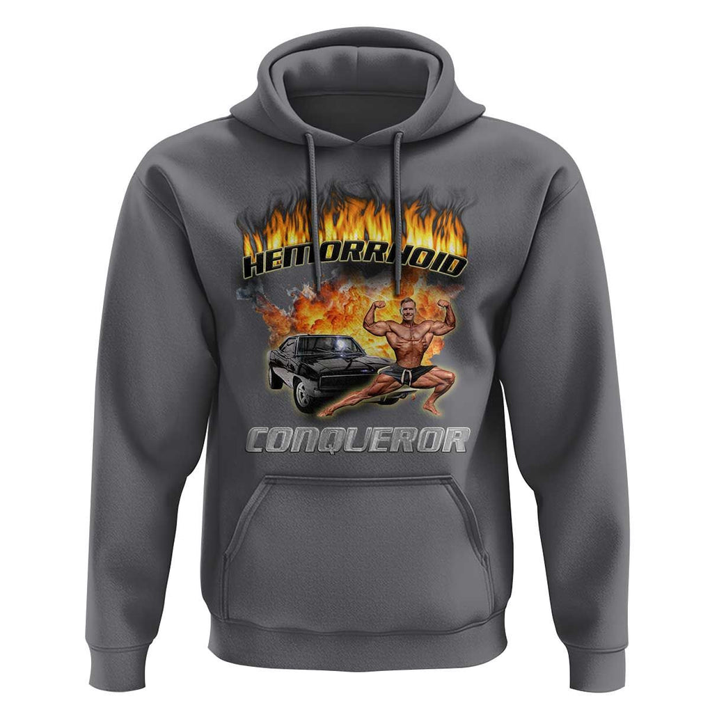 Funny Joke Meme Hemorrhoid Conqueror Hoodie TS09 Charcoal Print Your Wear