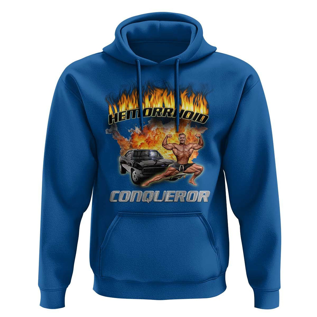 Funny Joke Meme Hemorrhoid Conqueror Hoodie TS09 Royal Blue Print Your Wear
