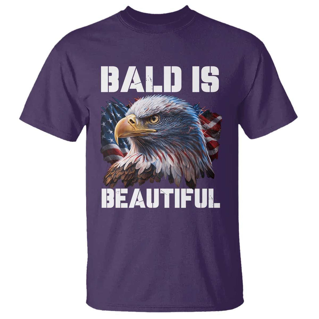 American Eagle Bald Is Beautiful T Shirt TS09 Purple Print Your Wear