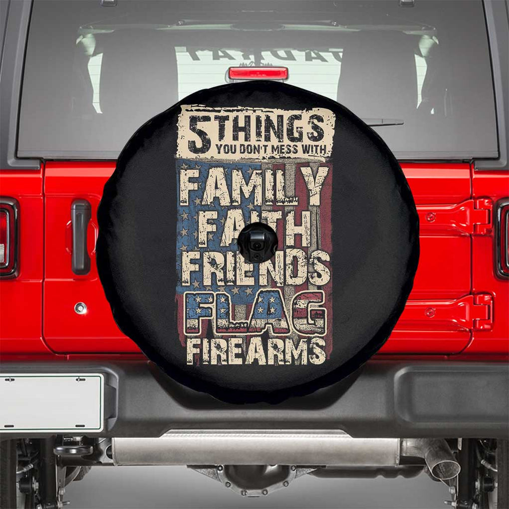American Patriotic Spare Tire Cover 5 Things You Don't Mess With TS09 Black Print Your Wear