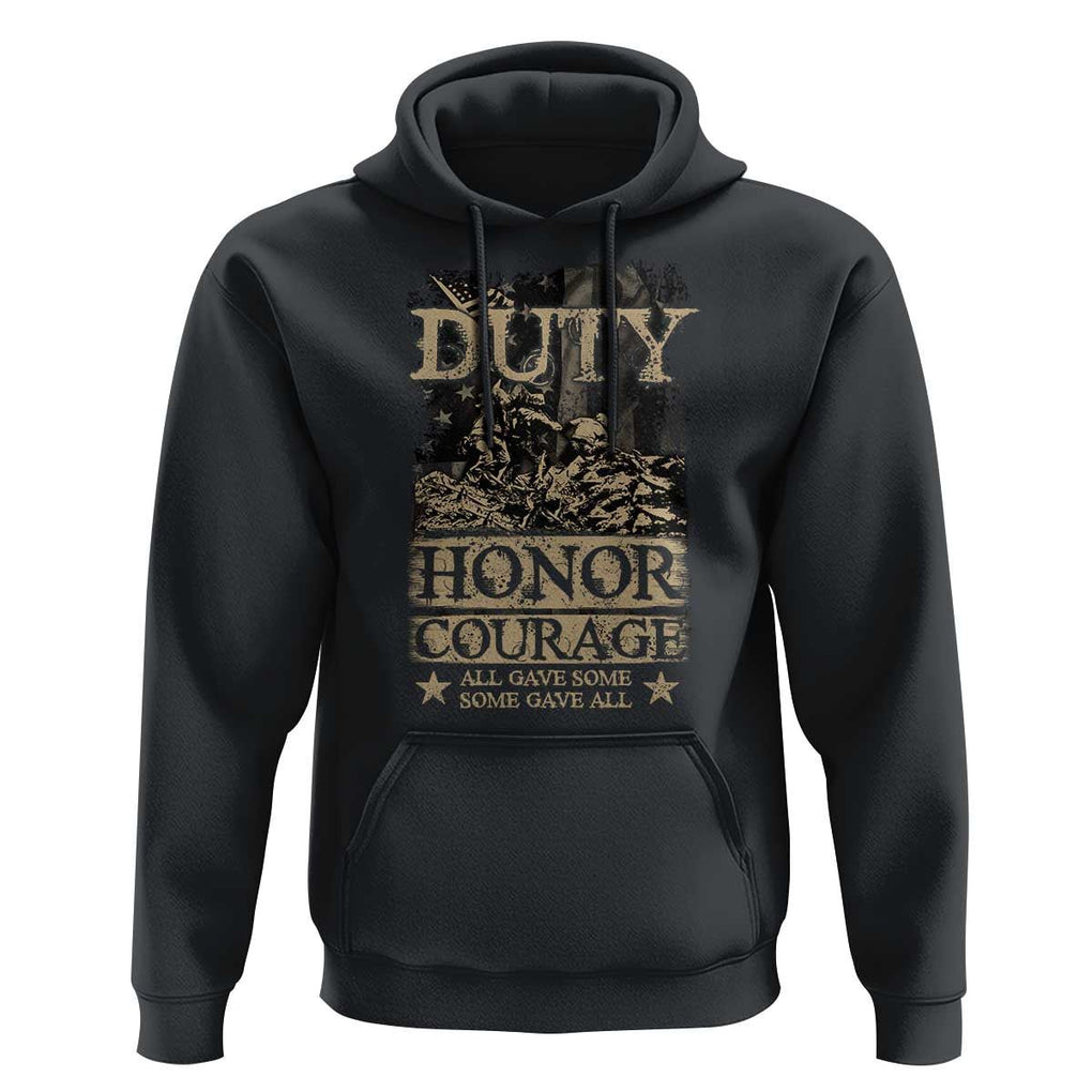 Veteran Hoodie Duty Honor Courage Patriotic American Flag TS09 Black Print Your Wear