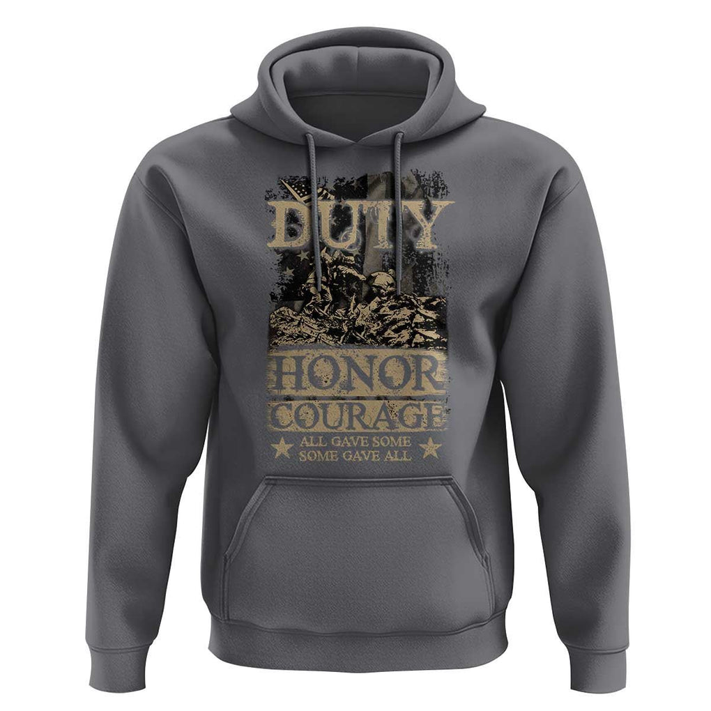 Veteran Hoodie Duty Honor Courage Patriotic American Flag TS09 Charcoal Print Your Wear