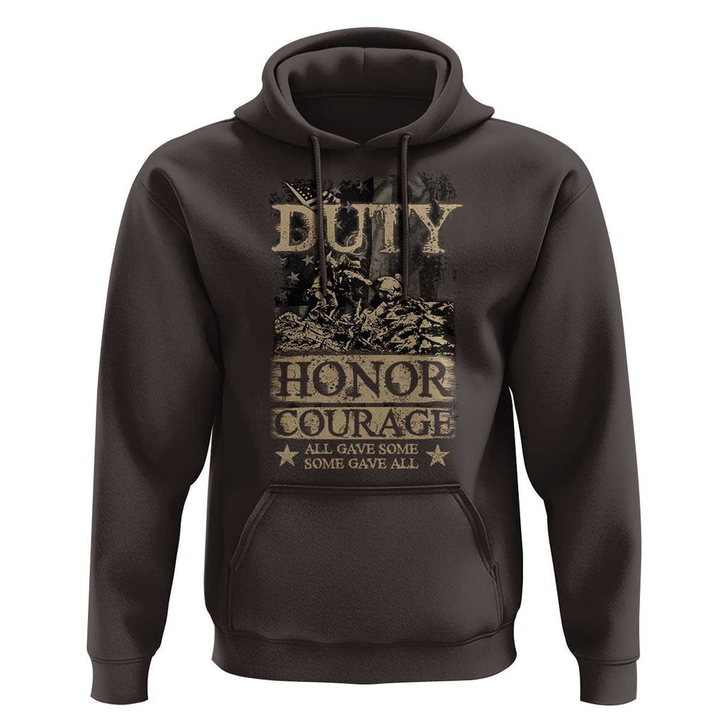 Veteran Hoodie Duty Honor Courage Patriotic American Flag TS09 Dark Chocolate Print Your Wear