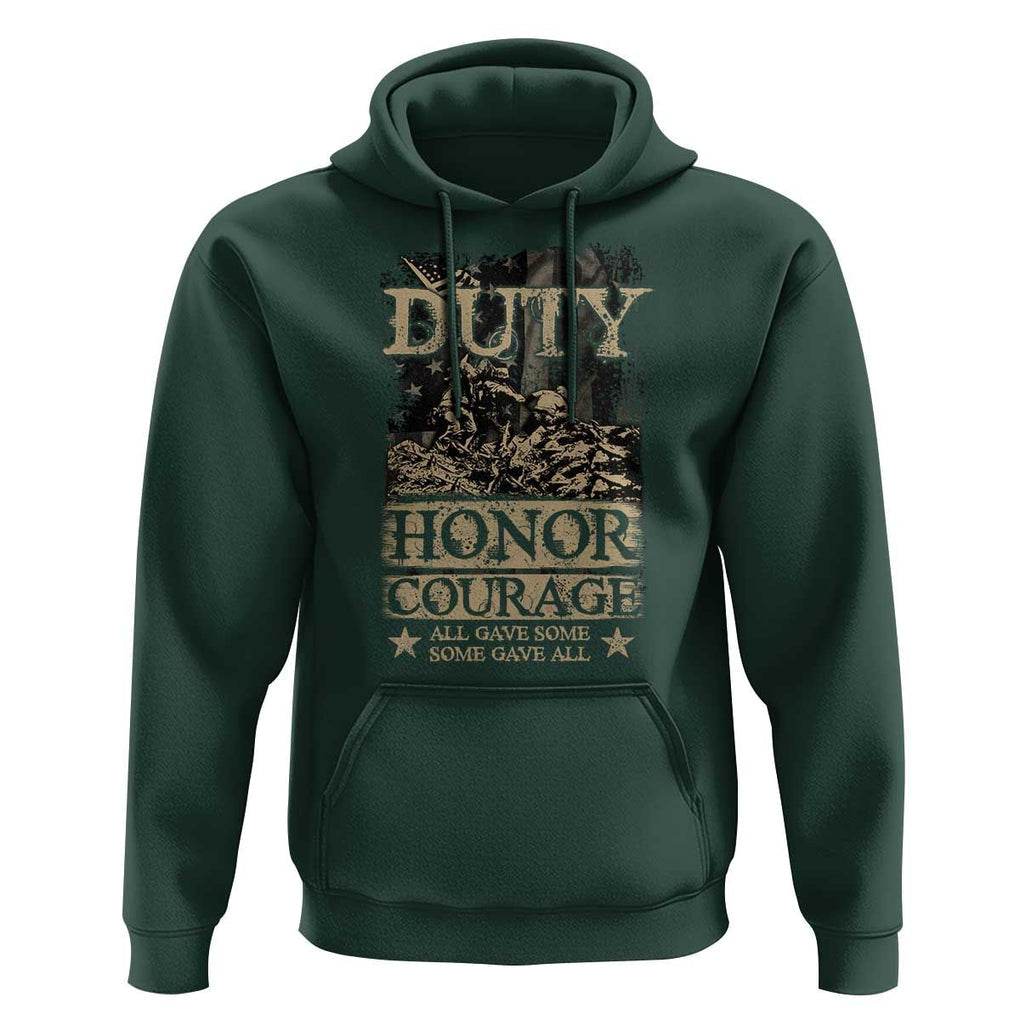 Veteran Hoodie Duty Honor Courage Patriotic American Flag TS09 Dark Forest Green Print Your Wear