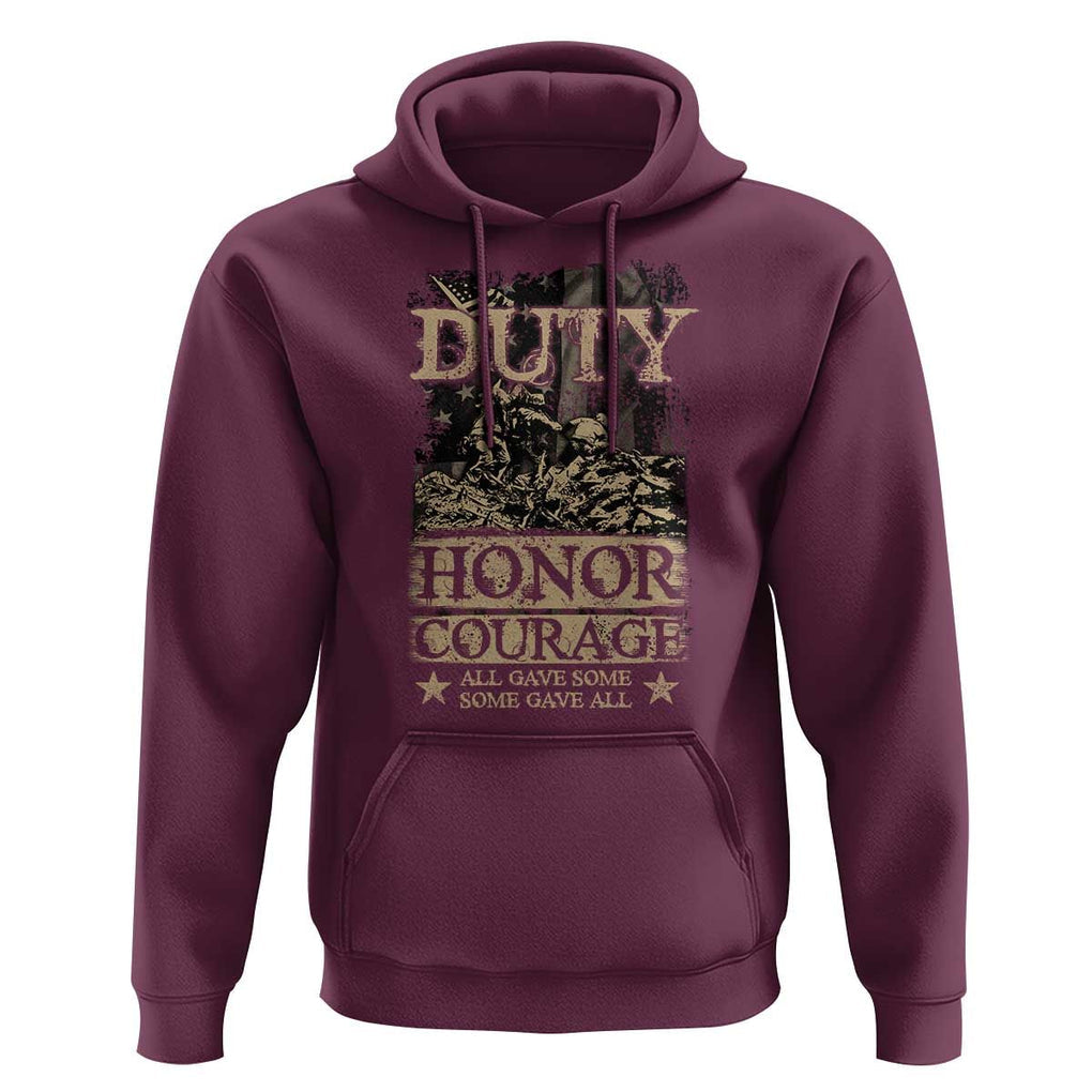 Veteran Hoodie Duty Honor Courage Patriotic American Flag TS09 Maroon Print Your Wear