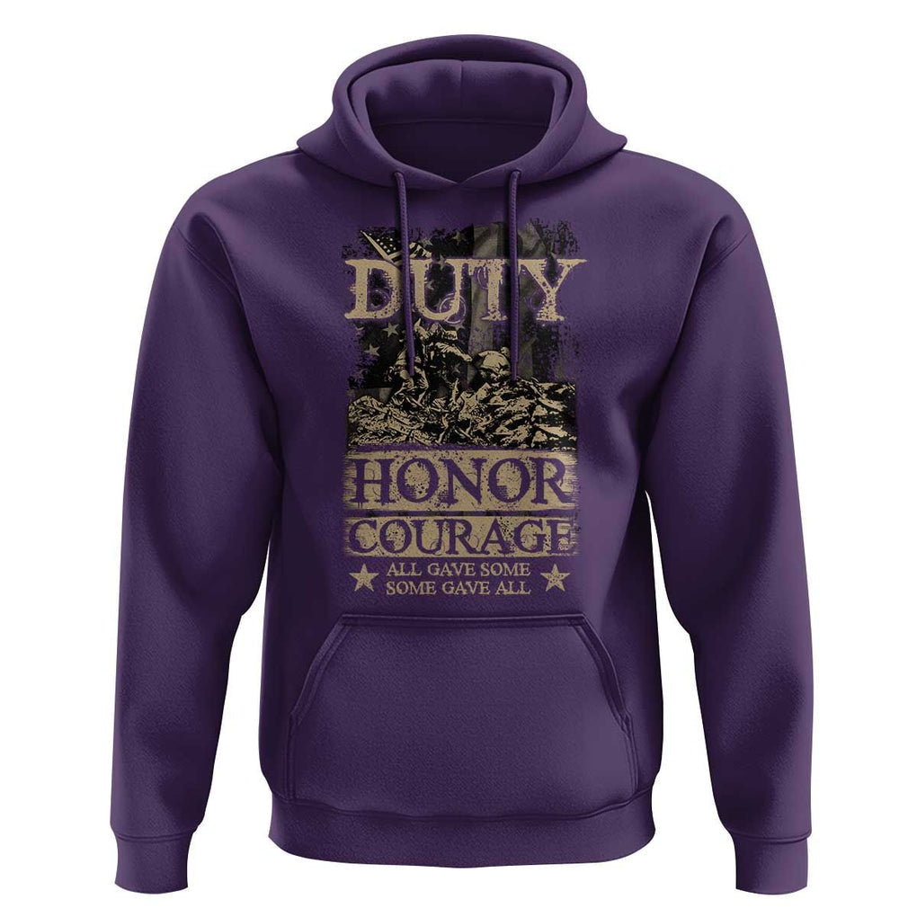Veteran Hoodie Duty Honor Courage Patriotic American Flag TS09 Purple Print Your Wear