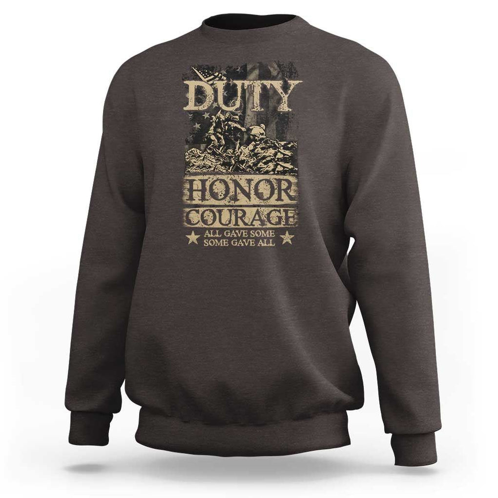 Veteran Sweatshirt Duty Honor Courage Patriotic American Flag TS09 Dark Chocolate Print Your Wear