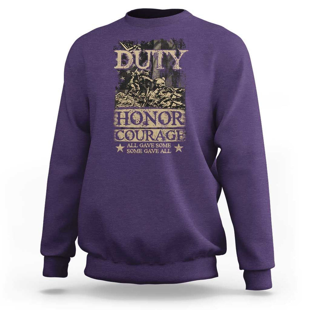 Veteran Sweatshirt Duty Honor Courage Patriotic American Flag TS09 Purple Print Your Wear