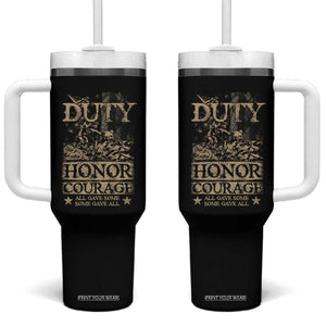 Veteran Tumbler With Handle Duty Honor Courage Patriotic American Flag TS09 One Size: 40 oz Black Print Your Wear