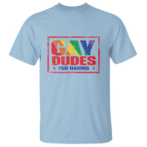 Gay Dudes For Harris T Shirt Kamala LGBT Support 2024 TS09 Light Blue Print Your Wear