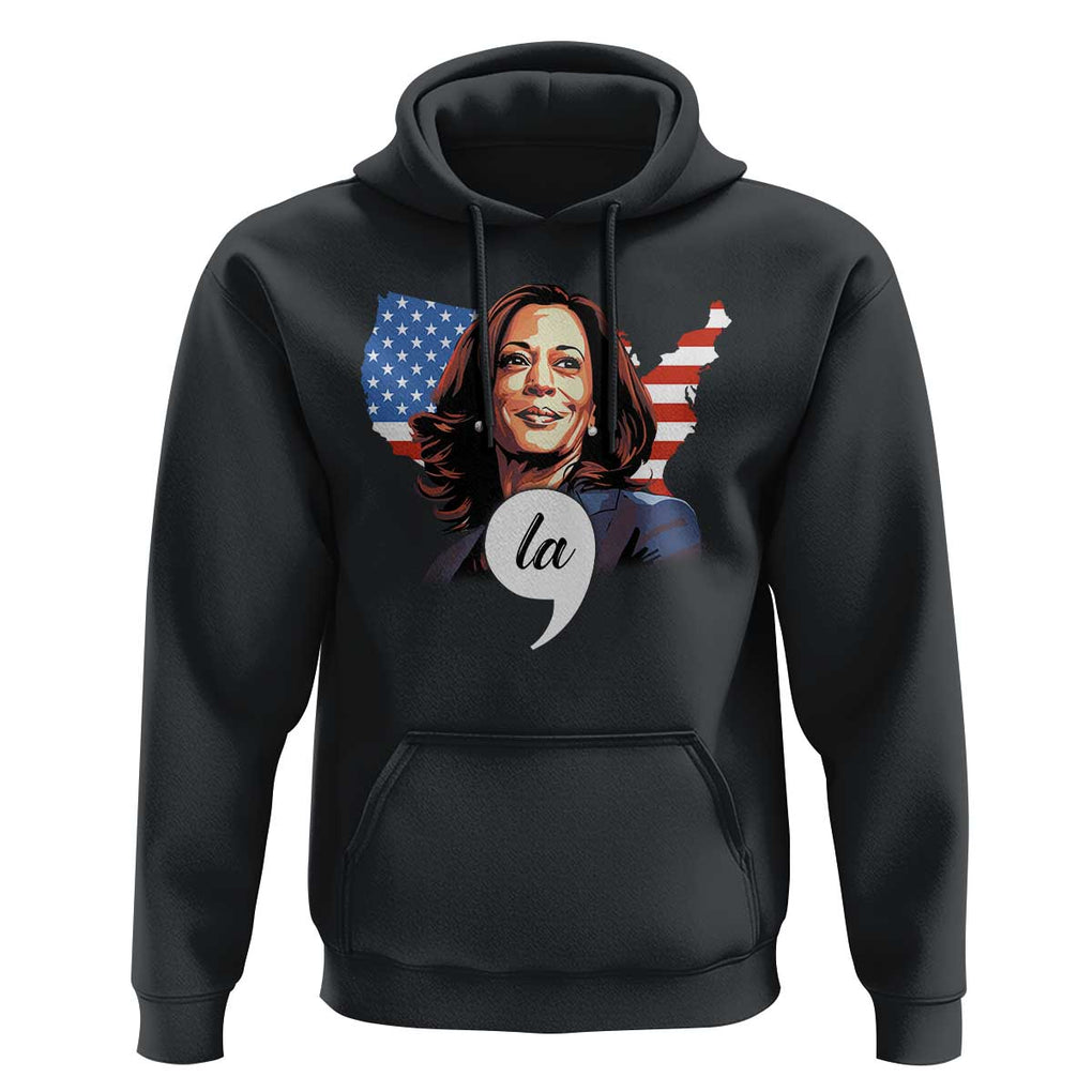 Comma La Harris Hoodie American Flag President 2024 TS09 Black Print Your Wear