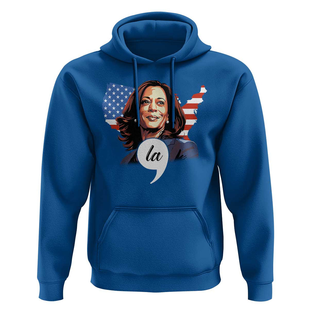 Comma La Harris Hoodie American Flag President 2024 TS09 Royal Blue Print Your Wear