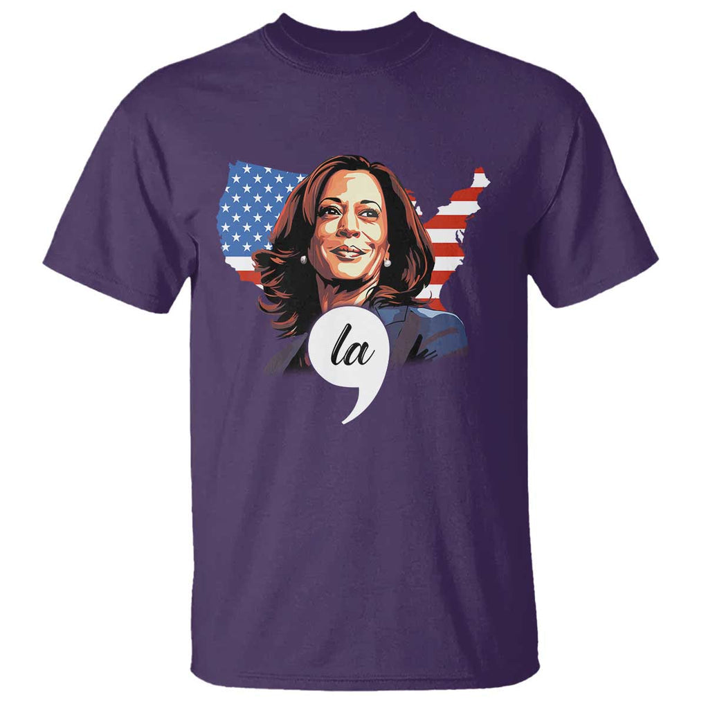 Comma La Harris T Shirt American Flag President 2024 TS09 Purple Print Your Wear