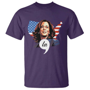 Comma La Harris T Shirt American Flag President 2024 TS09 Purple Print Your Wear