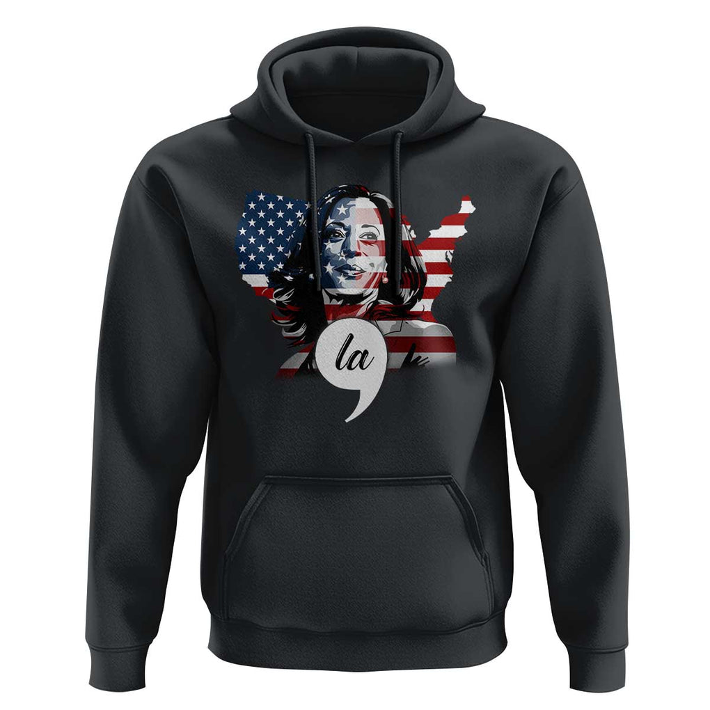 Comma La Harris Hoodie American Flag President 2024 TS09 Black Print Your Wear