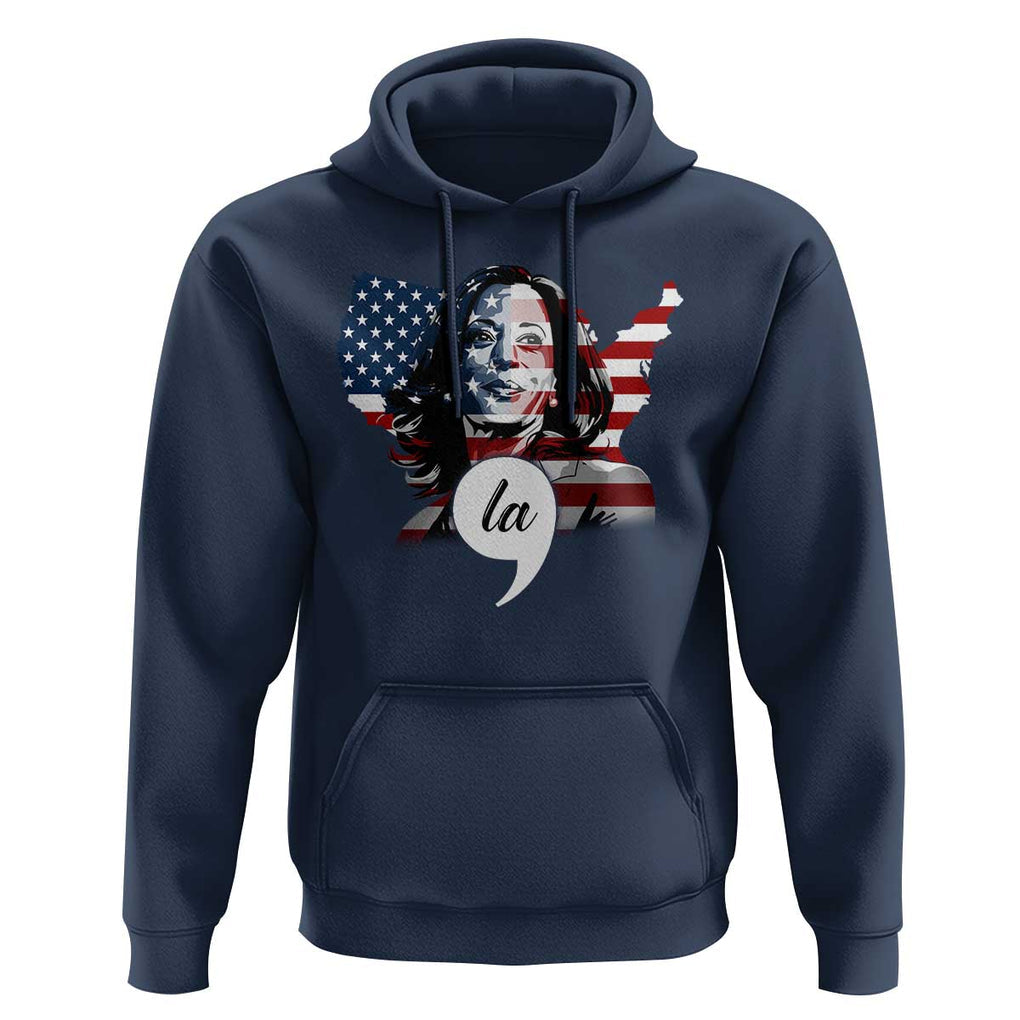 Comma La Harris Hoodie American Flag President 2024 TS09 Navy Print Your Wear