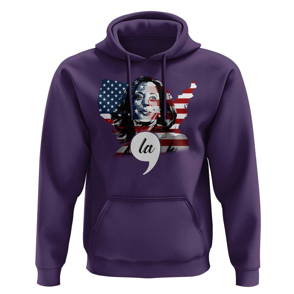 Comma La Harris Hoodie American Flag President 2024 TS09 Purple Print Your Wear