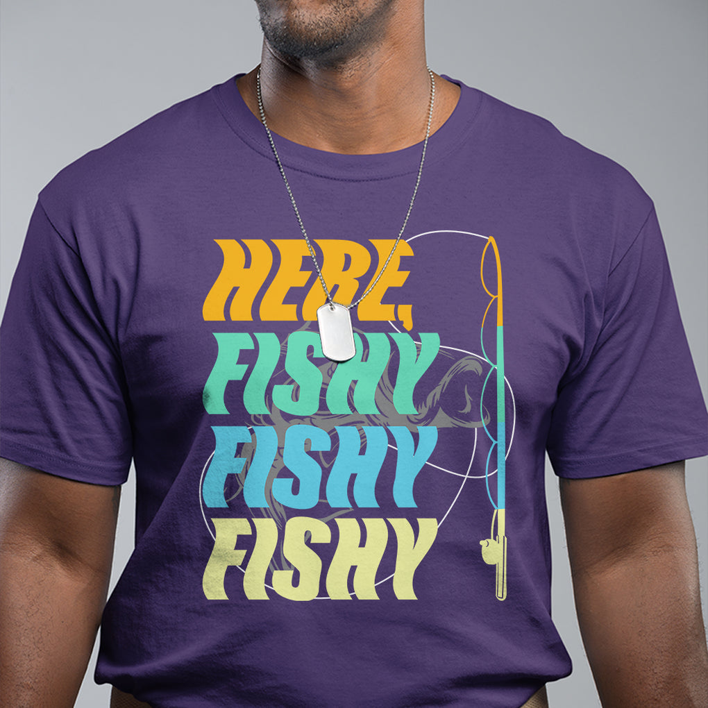 Here Fishy Fisherman Fishing Sport Angler T Shirt TS09 Printyourwear