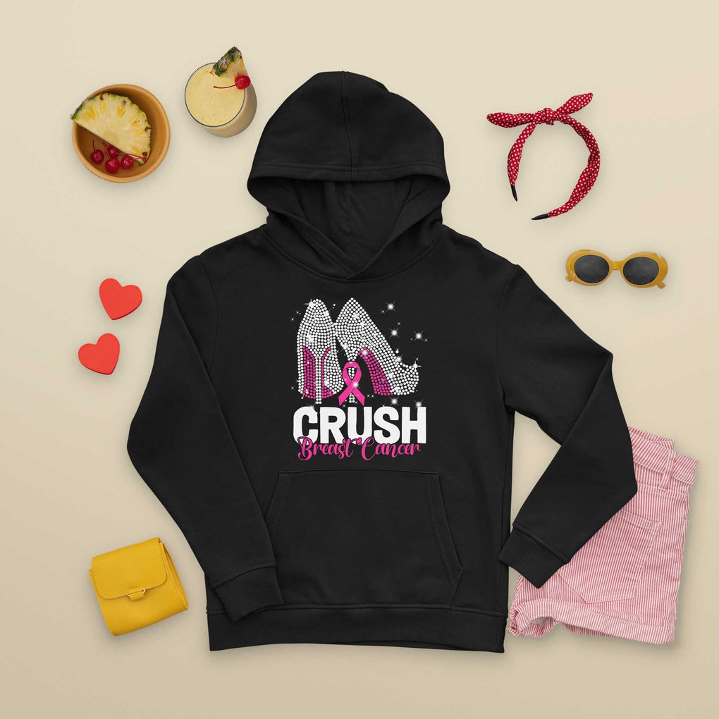 Crush Breast Cancer Awareness Hoodie Bling High Heels Pink Ribbon TS09 Black Print Your Wear