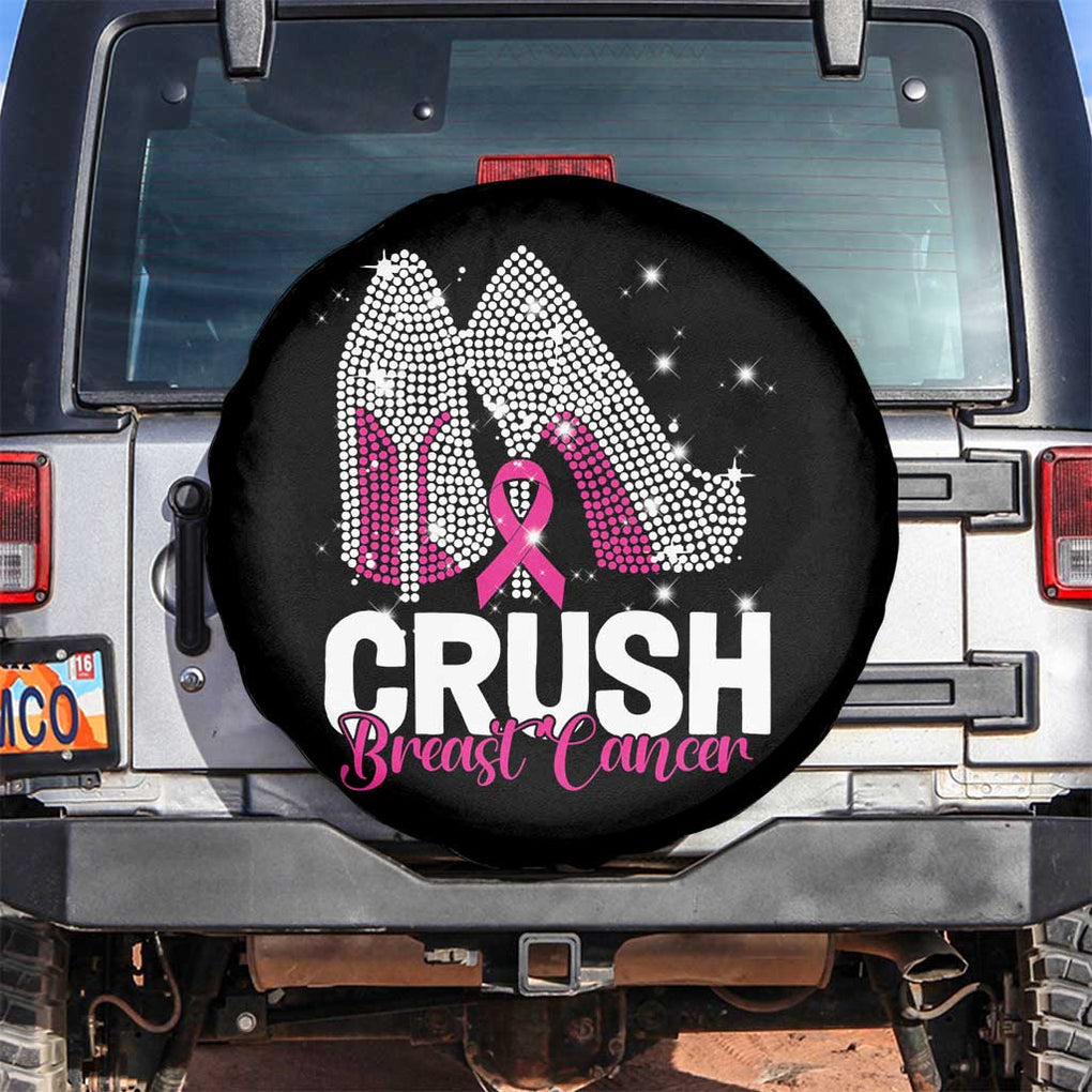 Crush Breast Cancer Awareness Spare Tire Cover Bling High Heels Pink Ribbon TS09 No hole Black Print Your Wear