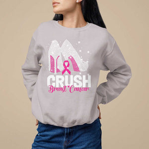 Crush Breast Cancer Awareness Sweatshirt Bling High Heels Pink Ribbon TS09 Ice Gray Print Your Wear