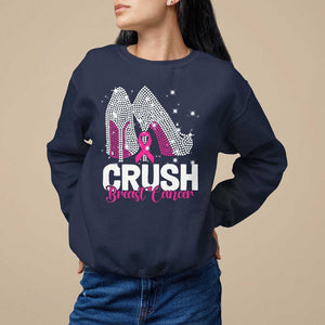 Crush Breast Cancer Awareness Sweatshirt Bling High Heels Pink Ribbon TS09 Navy Print Your Wear