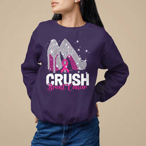 Crush Breast Cancer Awareness Sweatshirt Bling High Heels Pink Ribbon TS09 Purple Print Your Wear