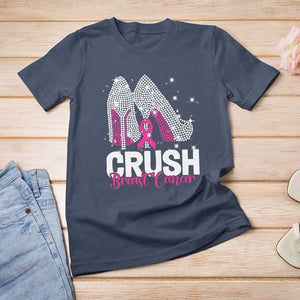 Crush Breast Cancer Awareness T Shirt For Women Bling High Heels Pink Ribbon TS09 Navy Print Your Wear