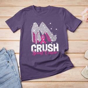 Crush Breast Cancer Awareness T Shirt For Women Bling High Heels Pink Ribbon TS09 Purple Print Your Wear