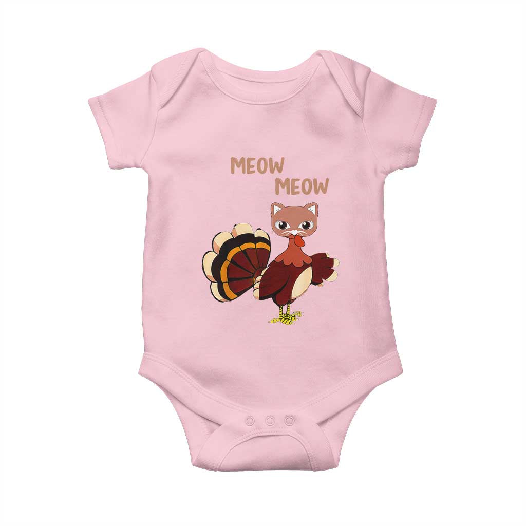 Thanksgiving Baby Onesie Funny Turkey Fake Meow Meow TS09 Light Pink Print Your Wear