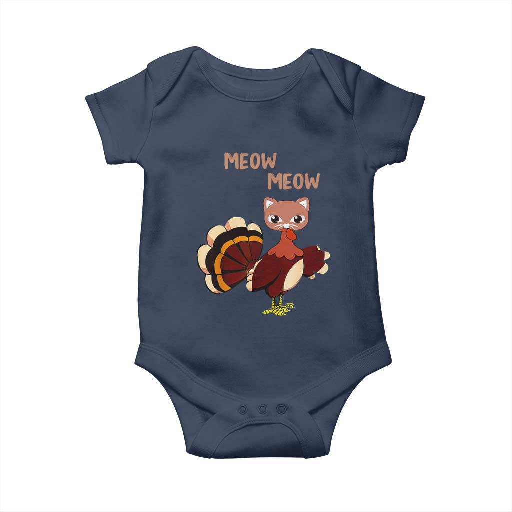 Thanksgiving Baby Onesie Funny Turkey Fake Meow Meow TS09 Navy Print Your Wear